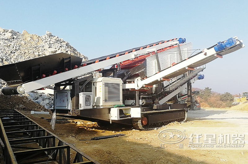 每小時產(chǎn)100方石子的履帶移動破碎站占地小 每小時產(chǎn)100方石子的履帶移動破碎站占地小