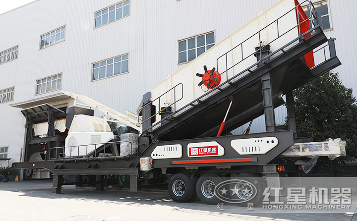 石英石移動(dòng)重錘破+篩分一體機(jī)，一次成型，占地面積小，砂廠必備 